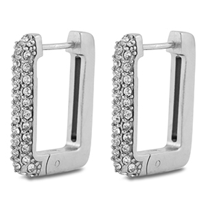 Oorbellen van Stainless steel Roestvrij staal (RVS) creolen rectangle Silver