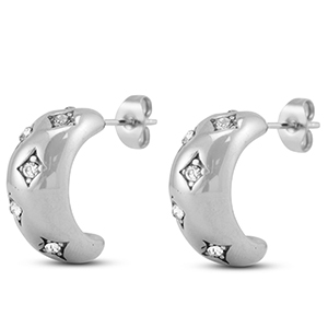 Oorbellen van Stainless steel Roestvrij staal (RVS) oorstekers Silver