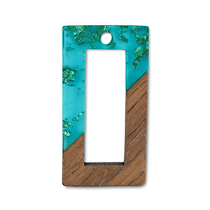 Hangers van hout rectangle Blue transparent-gold-brown