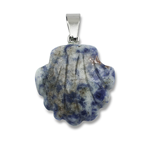Hangers van natuursteen sodaliet en microklien shell Blue-white