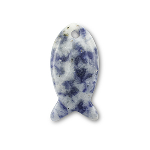 Hangers van natuursteen sodaliet en microklien fish Blue-white