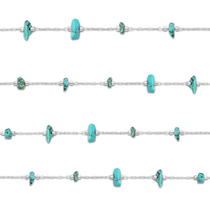 Benodigdheden van Stainless steel Roestvrij staal (RVS) jasseron howliet irregular Silver-turquoise