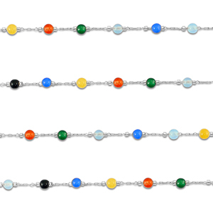 Benodigdheden van Stainless steel Roestvrij staal (RVS) jasseron agaat round Silver-multicolour