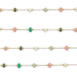 Benodigdheden van Stainless steel Roestvrij staal (RVS) jasseron mix van natuursteen rondelle Gold-multicolour