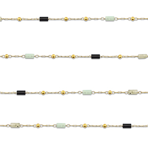 Benodigdheden van Stainless steel Roestvrij staal (RVS) jasseron mix van natuursteen tube Gold-black-grey