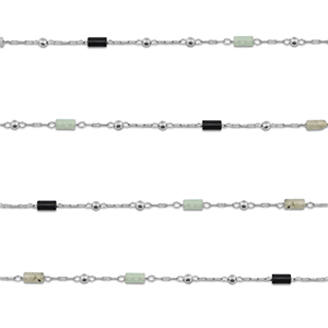 Benodigdheden van Stainless steel Roestvrij staal (RVS) jasseron mix van natuursteen tube Silver-black-grey