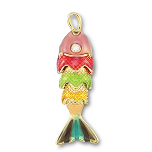 Metaal bedels fish Gold-multicolour