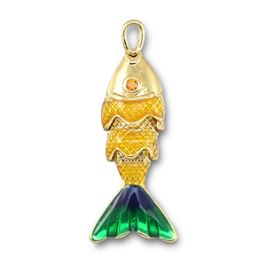 Metaal bedels fish Gold-yellow-blue-green