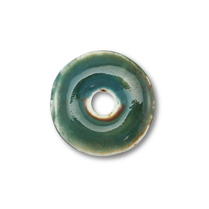 Keramiek kraal disc Dark green-brown
