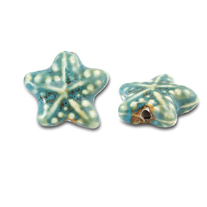 Keramiek kraal starfish Teal blue