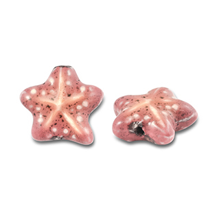 Keramiek kraal starfish Vintage pink