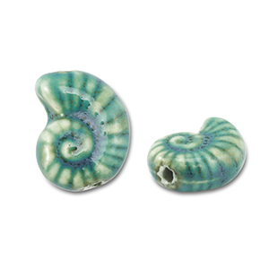 Keramiek kraal shell Teal blue