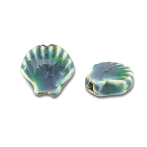 Keramiek kraal shell Teal blue