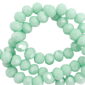 Facet kralen top quality disc 6x4mm Bleached aqua green-AB coating