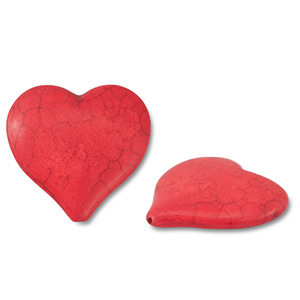 Keramiek kraal heart Red