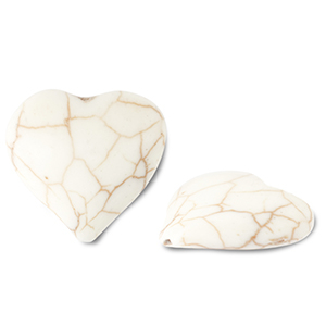 Keramiek kraal heart Off white