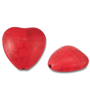 Keramiek kraal heart Red