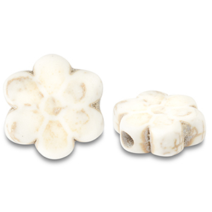 Keramiek kraal flower Off white