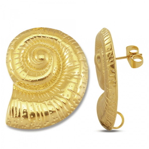Benodigdheden van Stainless steel Roestvrij staal (RVS) oorbellen / oorsteker shell with loop Gold