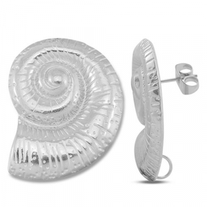 Benodigdheden van Stainless steel Roestvrij staal (RVS) oorbellen / oorsteker shell with loop Silver