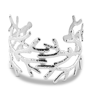 Armbanden van Stainless steel Roestvrij staal (RVS) bangle coral Silver
