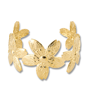 Armbanden van Stainless steel Roestvrij staal (RVS) bangle flower Gold
