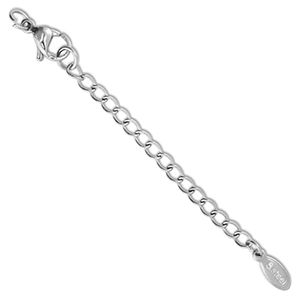 Benodigdheden van Stainless steel Roestvrij staal (RVS) verlengketting set oval met karabijnslot Silver