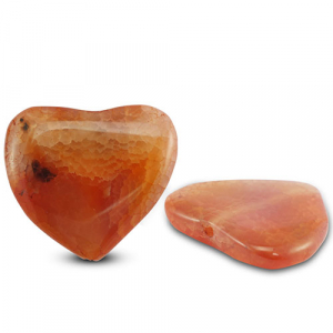 Kralen natuursteen agaat heart crackled Transparent coral red