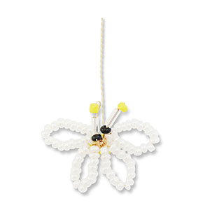 Hanger van glaskralen butterfly White-yellow-black