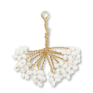 Hanger van glaskralen flower Gold-white