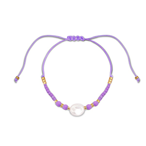Musthave armbanden mixed beads Purple-white-gold