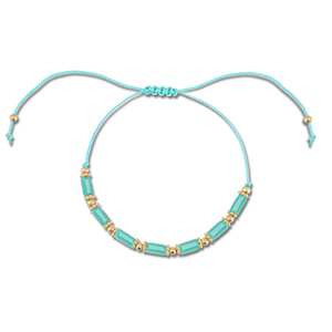 Musthave enkelbandjes mixed beads Turquoise-gold