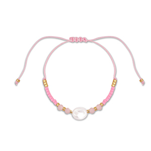 Musthave enkelbandjes mixed beads Pink-white-gold