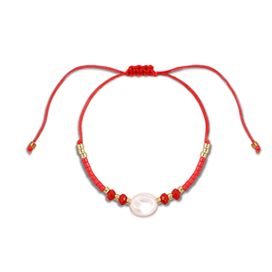Musthave enkelbandjes mixed beads Red-white-gold