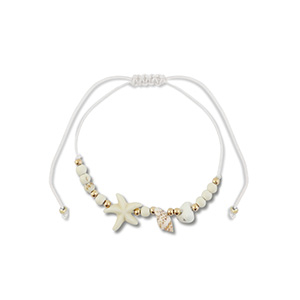 Musthave enkelbandjes mixed beads White-gold