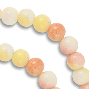 Glaskralen 8 mm Pink-yellow-white