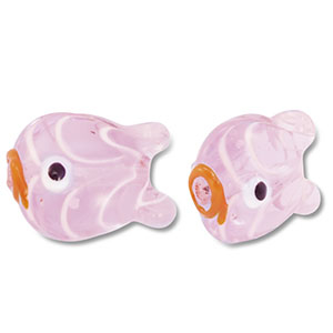 Handgeschilderde glaskralen fish Pink-orange