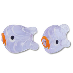 Handgeschilderde glaskralen fish Purple-orange