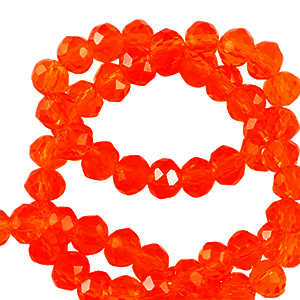 Facet kralen top quality disc 4x3mm Dark orange