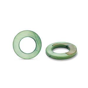 Schelp kralen 15mm round Dark green