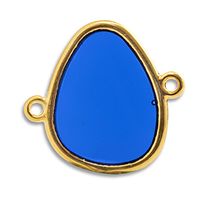 Metaal bedels DQ tussenstuk Blue-Goud (nikkelvrij)