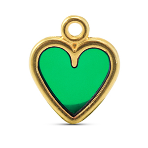Metaal bedels DQ heart Green-Goud (nikkelvrij)