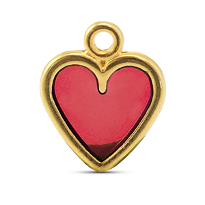 Metaal bedels DQ heart Red-Goud (nikkelvrij)