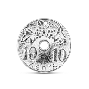 Metaal bedels DQ coin Antiek zilver (nikkelvrij)
