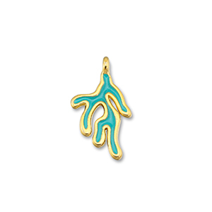 Metaal bedels DQ coral Turquoise blue-Goud (nikkelvrij)