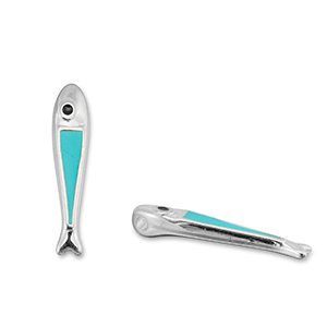 Metaal bedels DQ fish Turquoise blue-Antiek zilver (nikkelvrij)