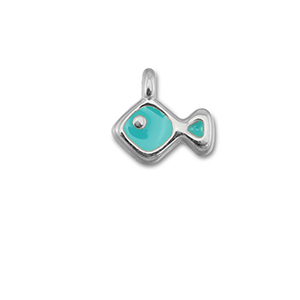 Metaal bedels DQ fish Turquoise blue-Antiek zilver (nikkelvrij)