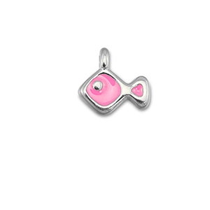 Metaal bedels DQ fish Magenta pink-Antiek zilver (nikkelvrij)