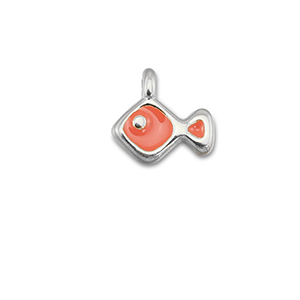 Metaal bedels DQ fish Coral red-Antiek zilver (nikkelvrij)