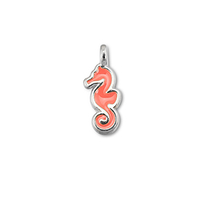 Metaal bedels DQ seahorse Coral red-Antiek zilver (nikkelvrij)